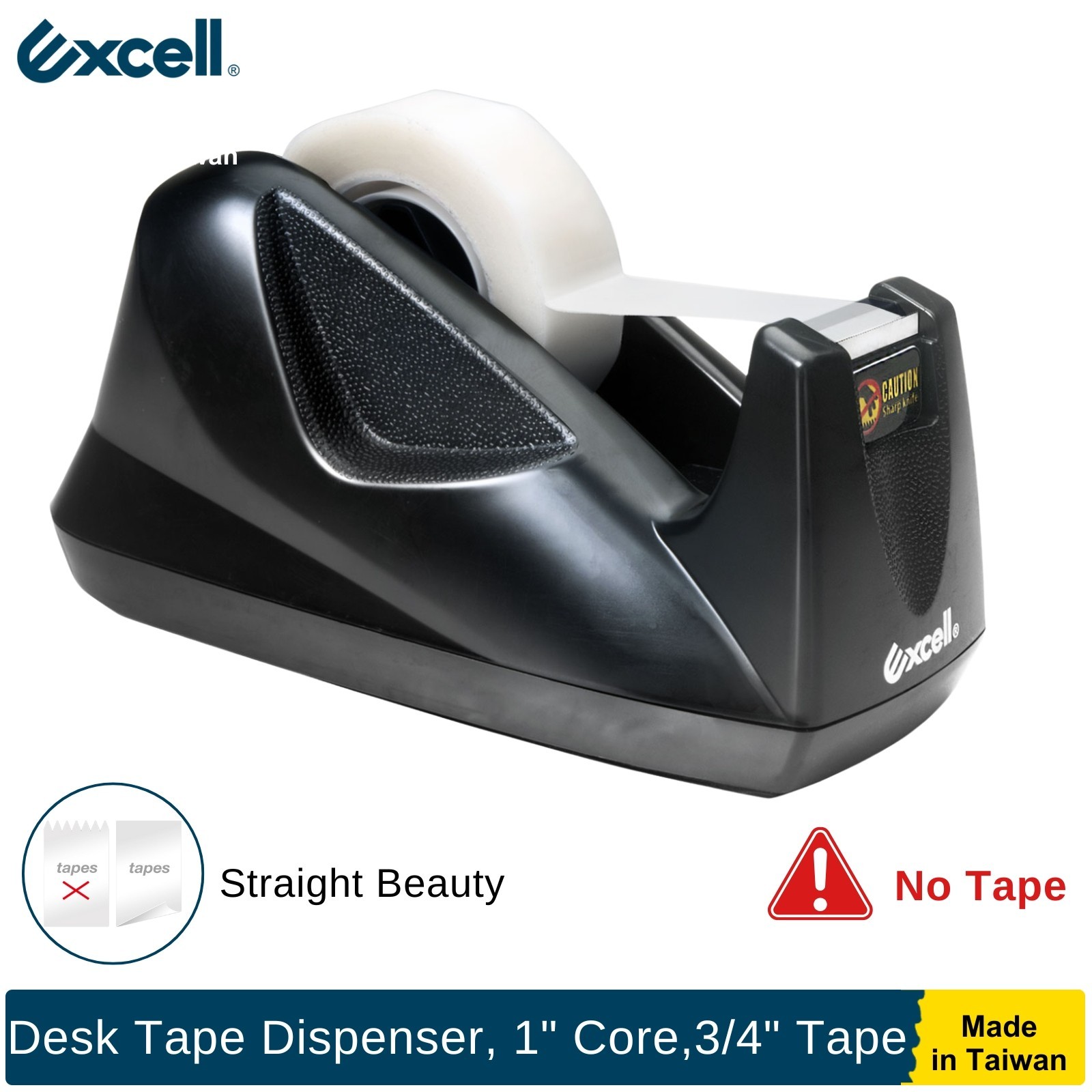 Excell Lightweight Desk Tape Dispenser 1″ Core 3/4″ Tape, Non-Skid Base, No Tape