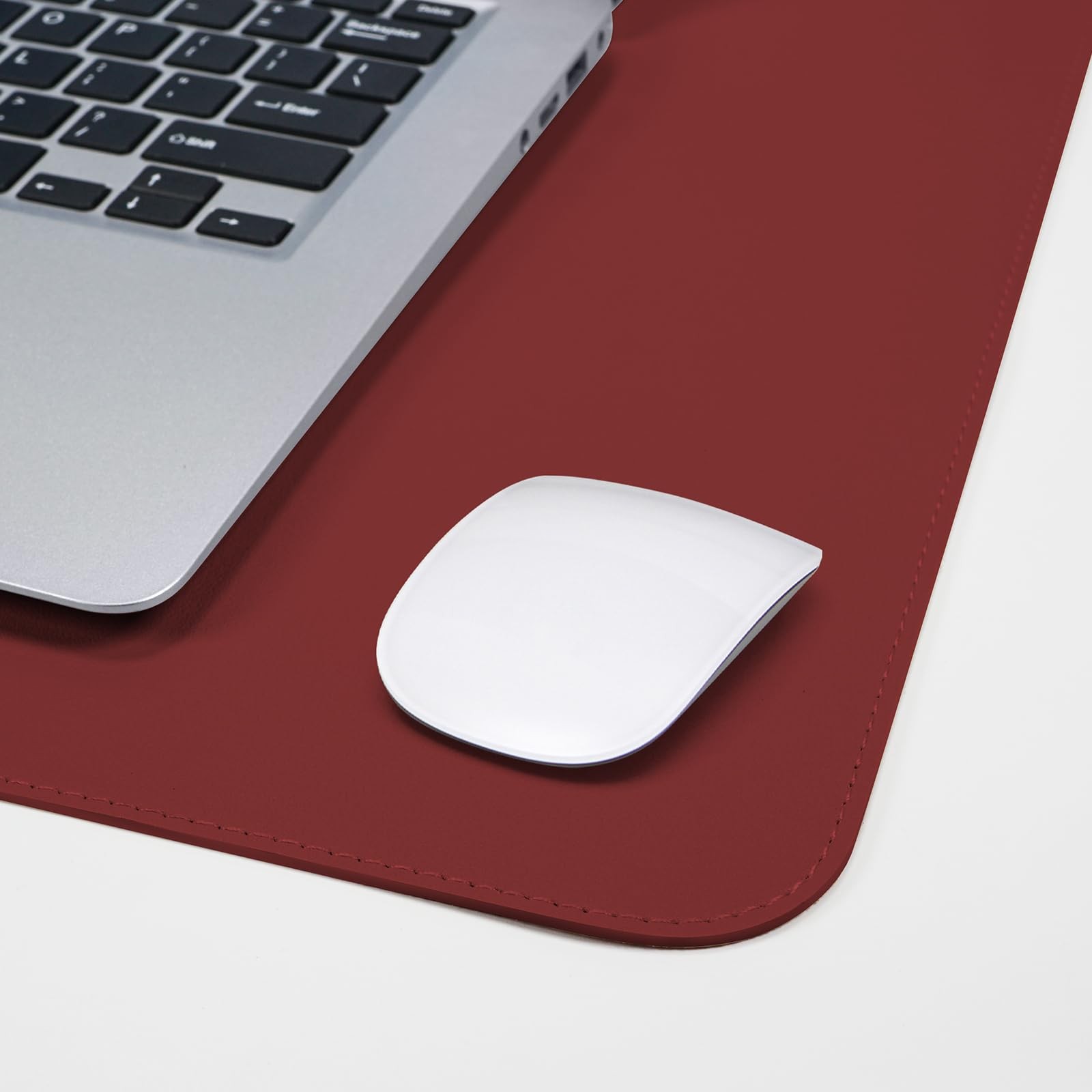 Desk Mat 31.5″ x 17″ Leather Pad Protector with Natural 31.5in*17in, Red