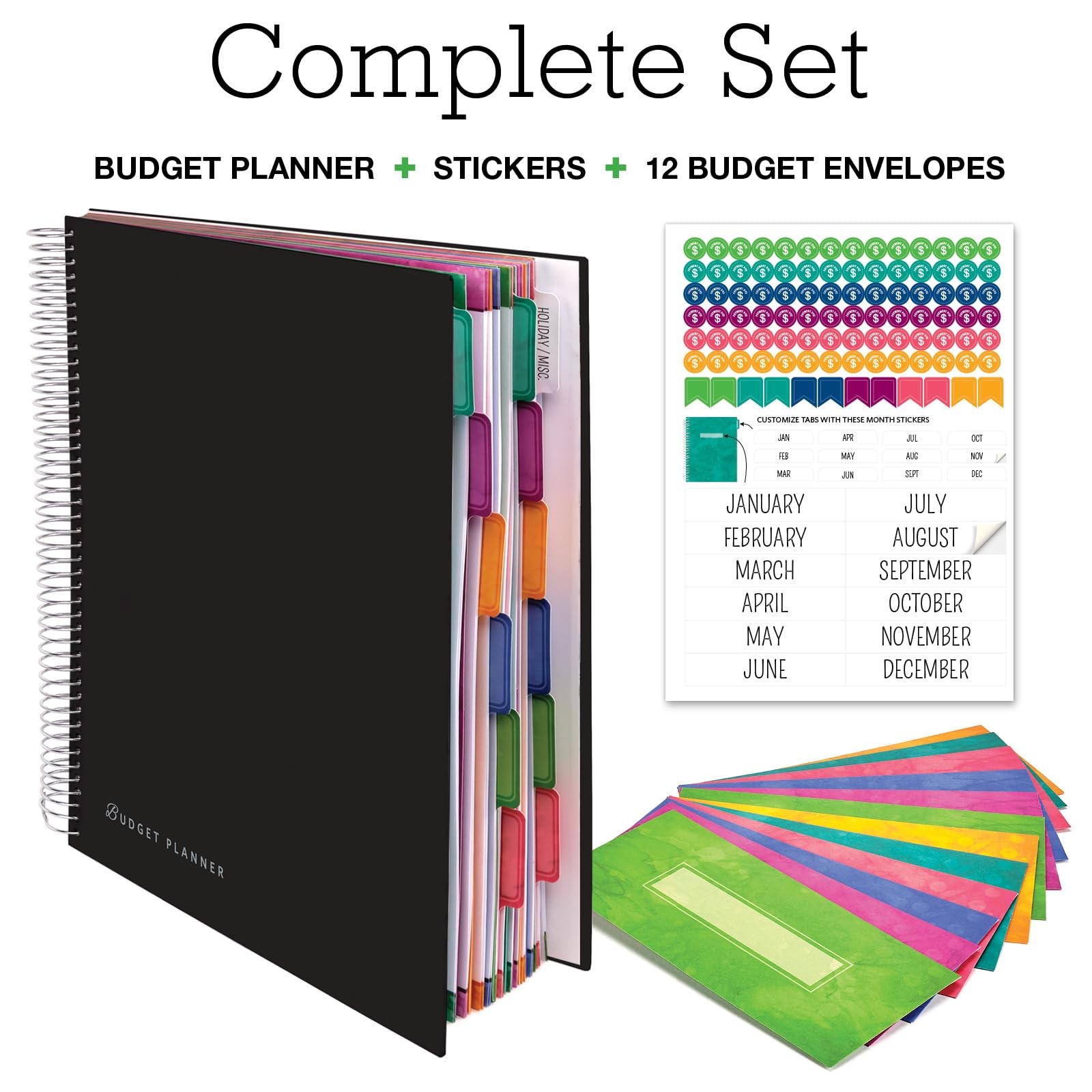 Global Printed Products Budget Planner Monthly Bill Organizer 12 Envelopes And
