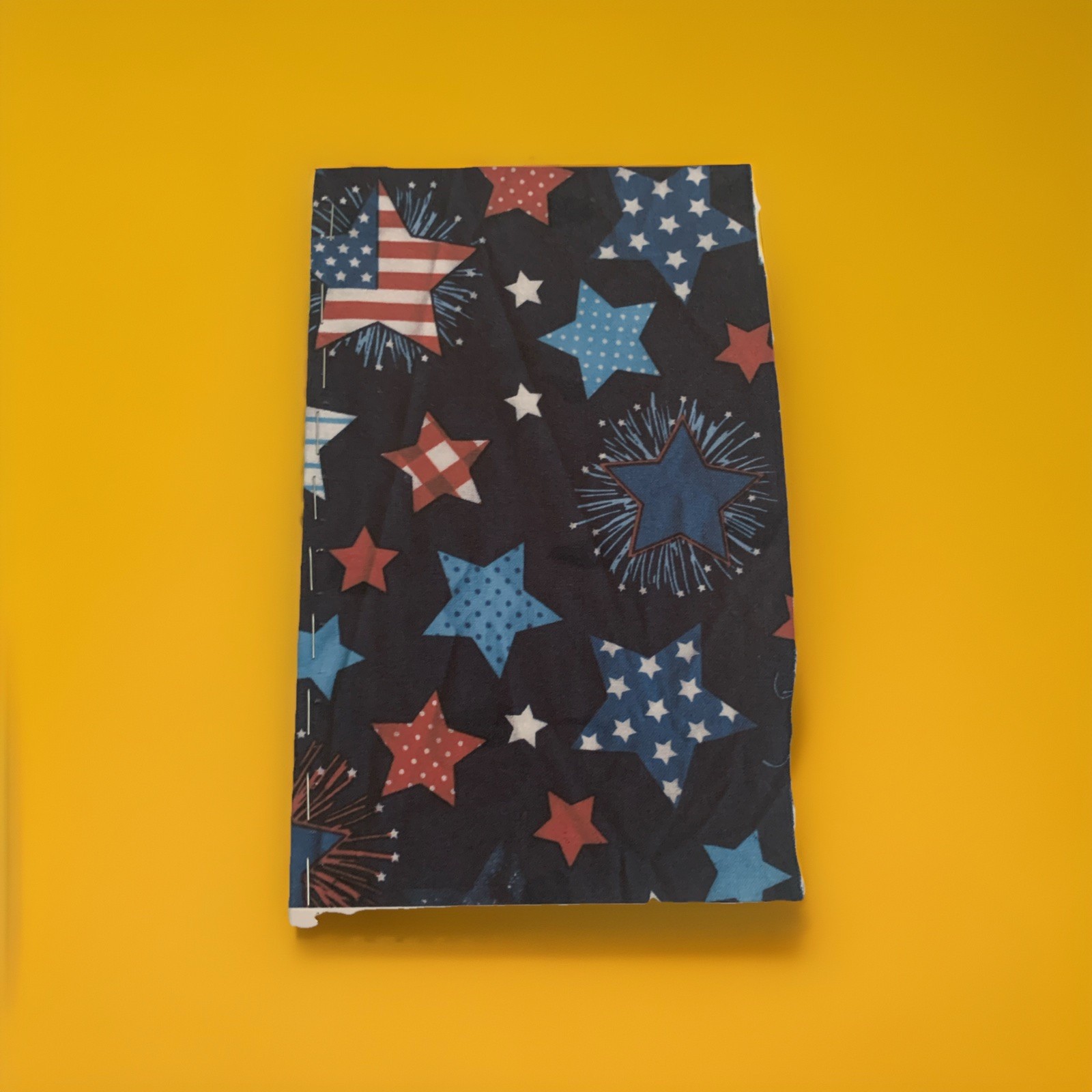 Handmade Patriotic Pocket Journal | Stitched Stars and Stripes Mini Notebook
