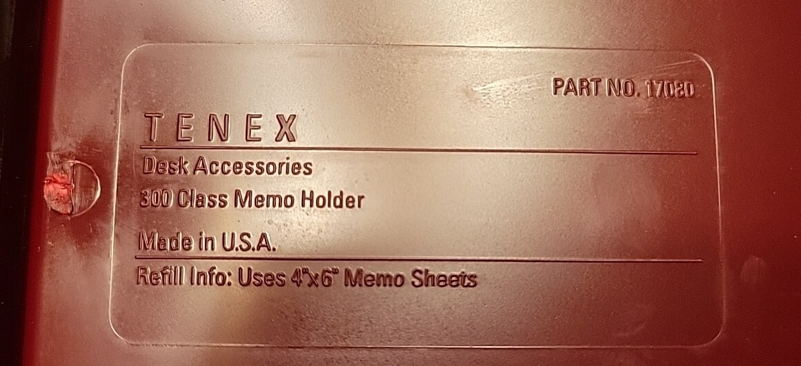 Tenex 4″ x 6″ Burgundy 300 Class Memo Holder (Scratch Pad) 17085 Brand New