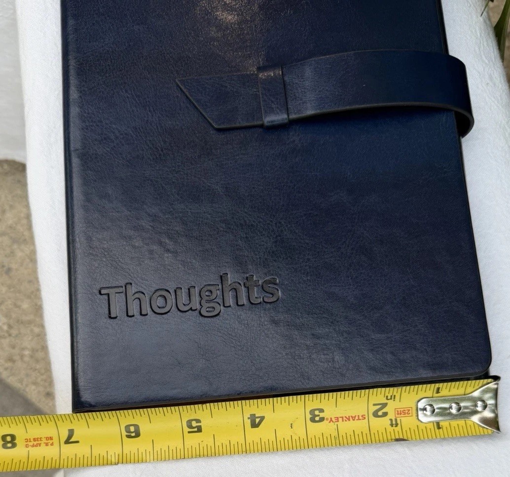 Navy Blue Refillable Faux Leather Portfolio Missing Pen Journaling