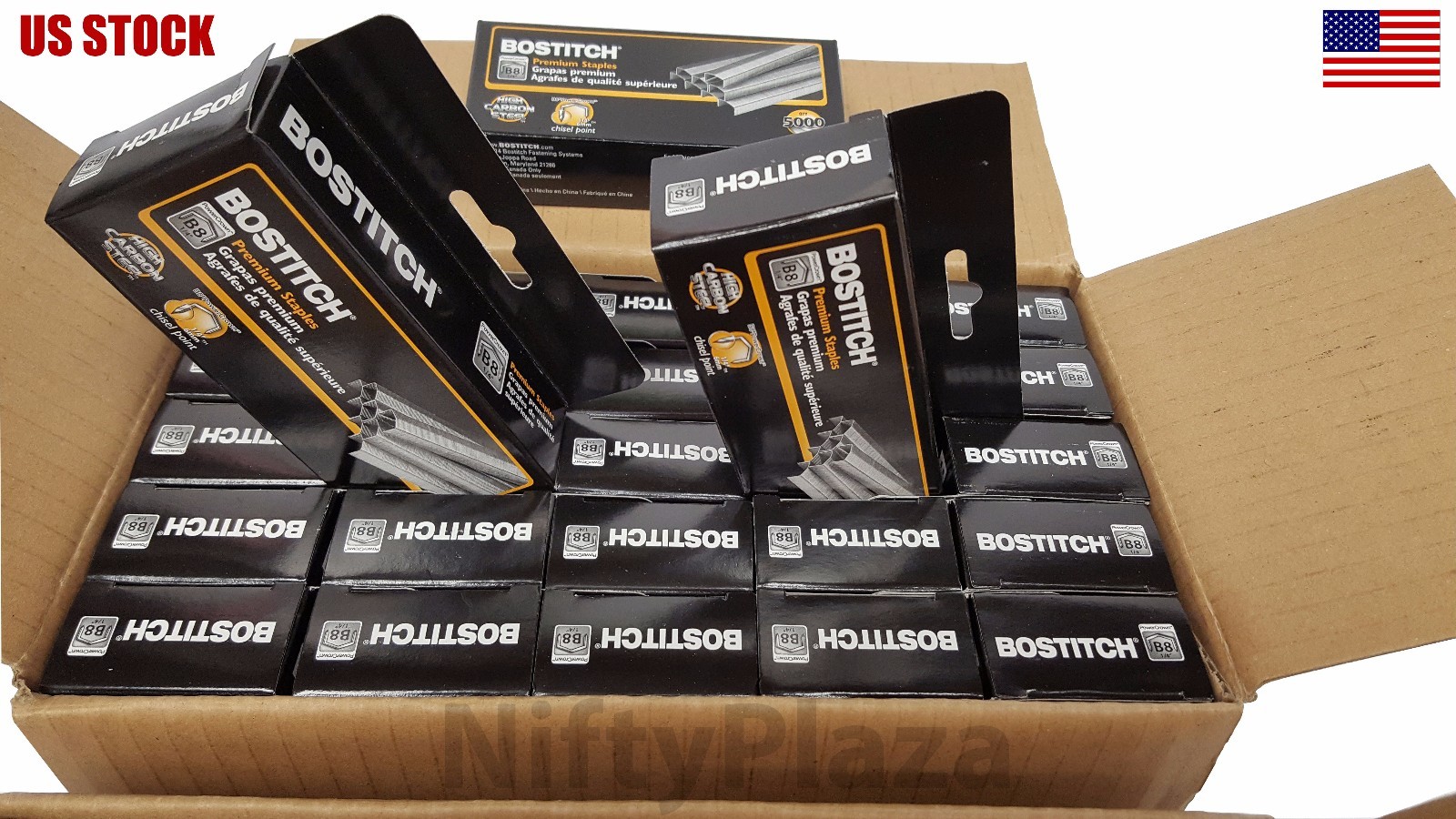 Lot of 25 New Boxes Stanley-Bostitch B8 Staples 1/4″ 5000 per box, 125,000 total