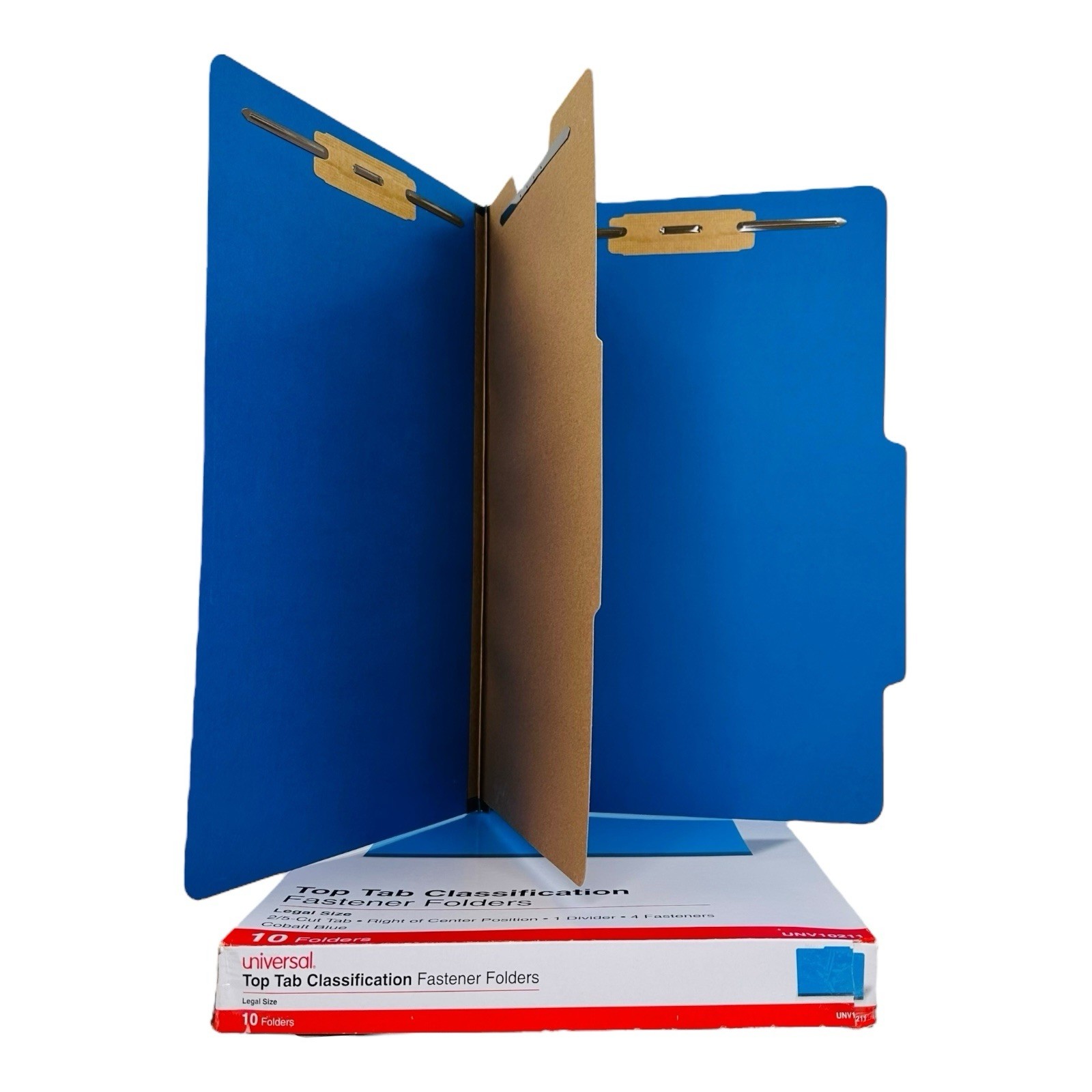 10 Folders Universal Legal Size Classification Folders Cobalt Blue 4 Section