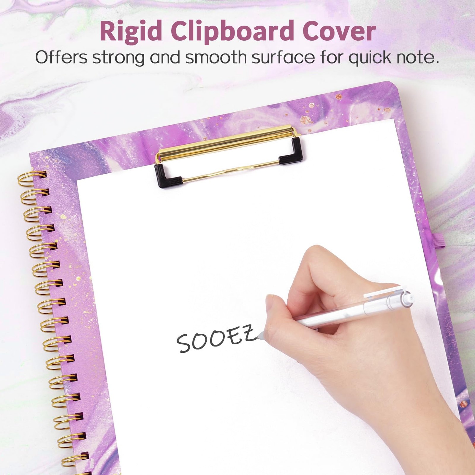 Sooez Clipboard Folio with Refillable Notepad, Folder Abstract – Purple