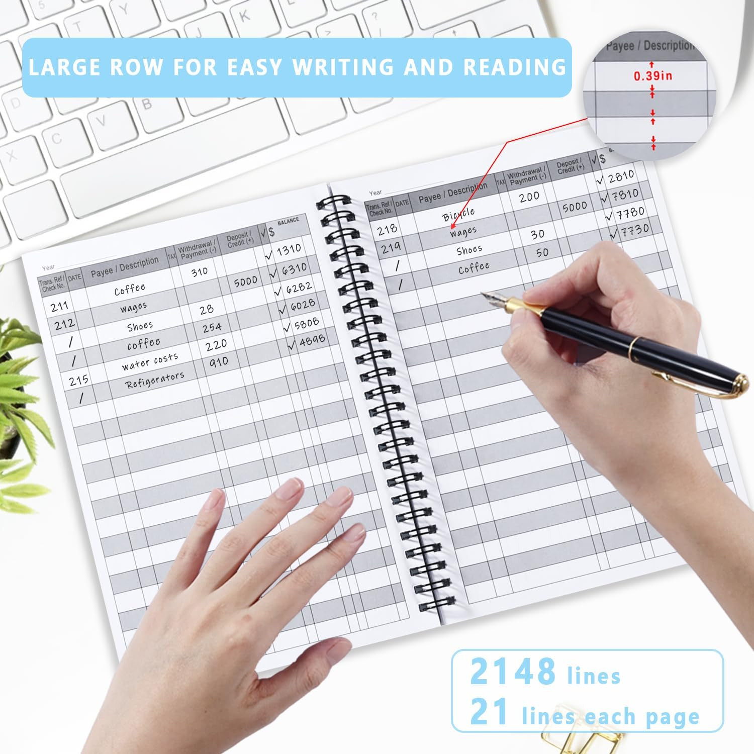 A6 Big Checkbook Register, Check Registers for Personal, Check Book Register & D