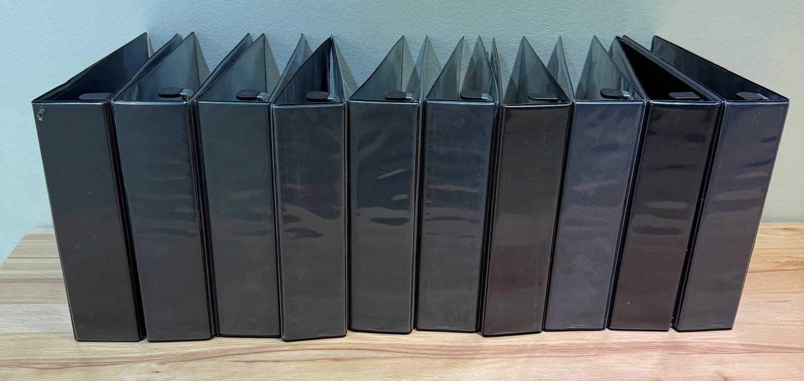 10 Pack Black 3” 3-Ring Binders w/ Pockets 3-Hole Resembles New