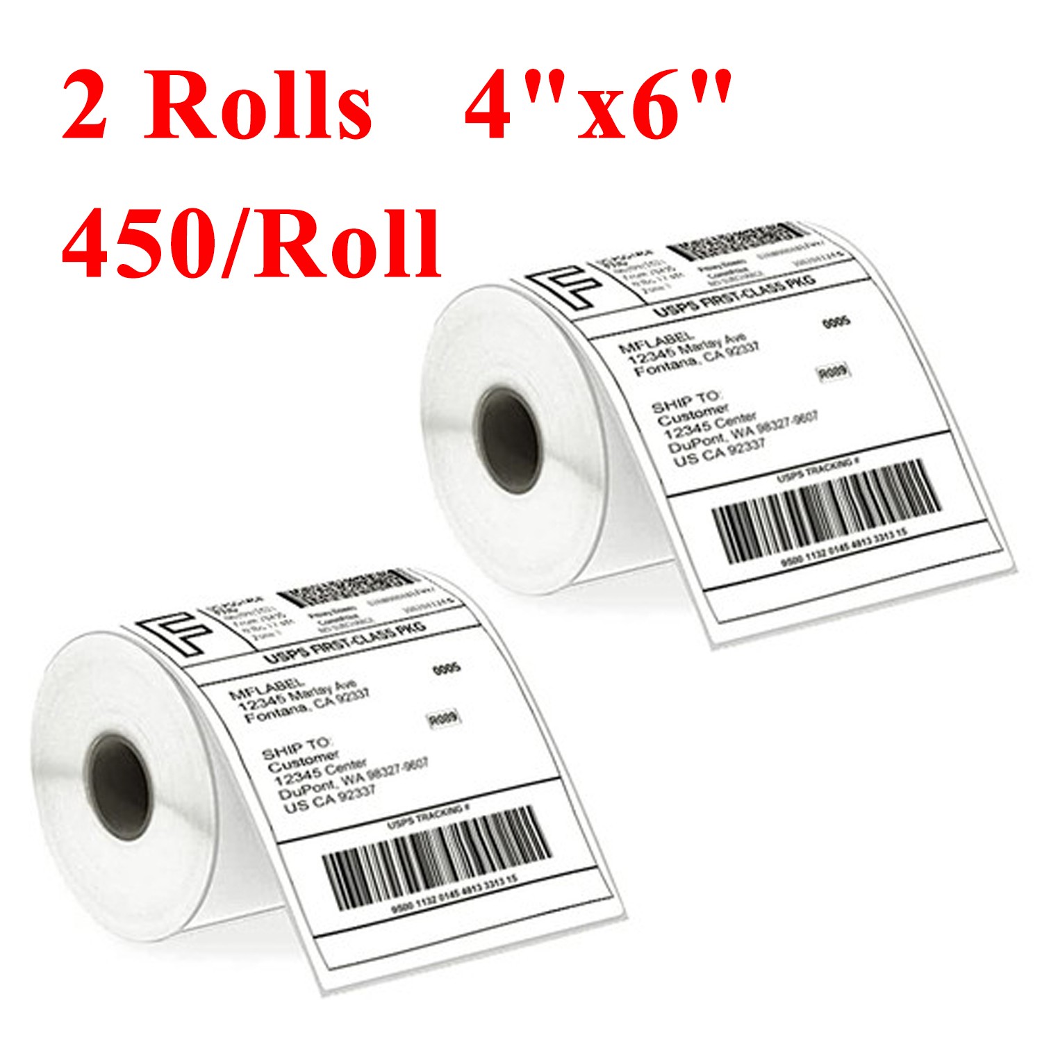 2Rolls 4″x6″ Direct Thermal Shipping Labels 450/Roll for Zebra ZP450 Eltron 2844