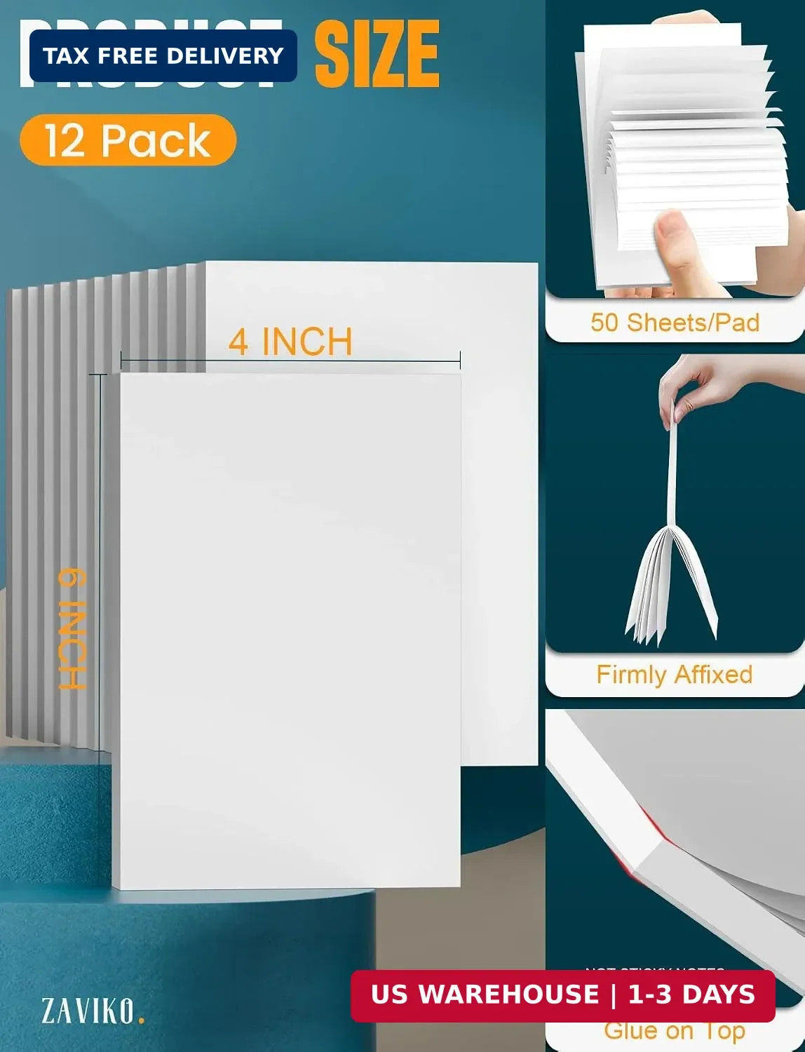 12 Pack Blank Note Pads 4×6 Inch, 50 Sheets Per Small Notepads, Blank Scratch Pa