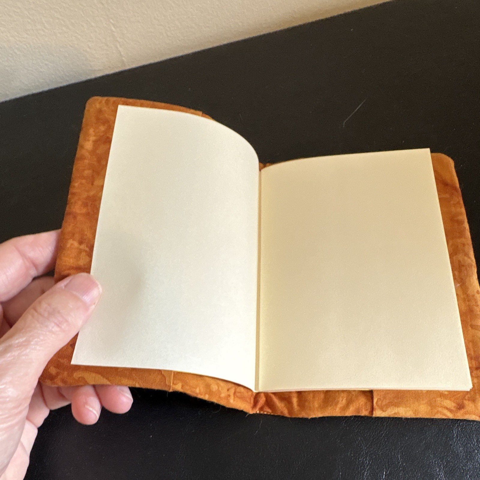 Embroidered Fabric Cover Blank Journal Orange “With God All Things Are Possible”