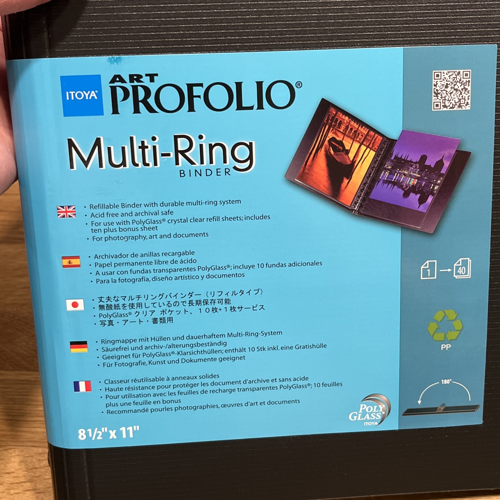 Itoya RB811 Multi-Ring 8.5” x 11” Black Refillable Binder w/ 20 new refill pages