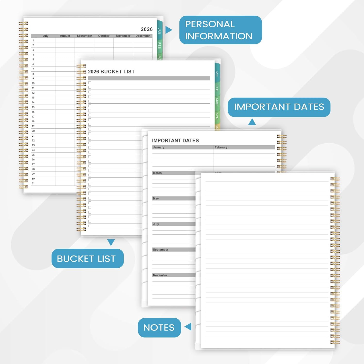 2026 Monthly Planner – Calendar 2026, 8” x 10”, 8×10 inches, black