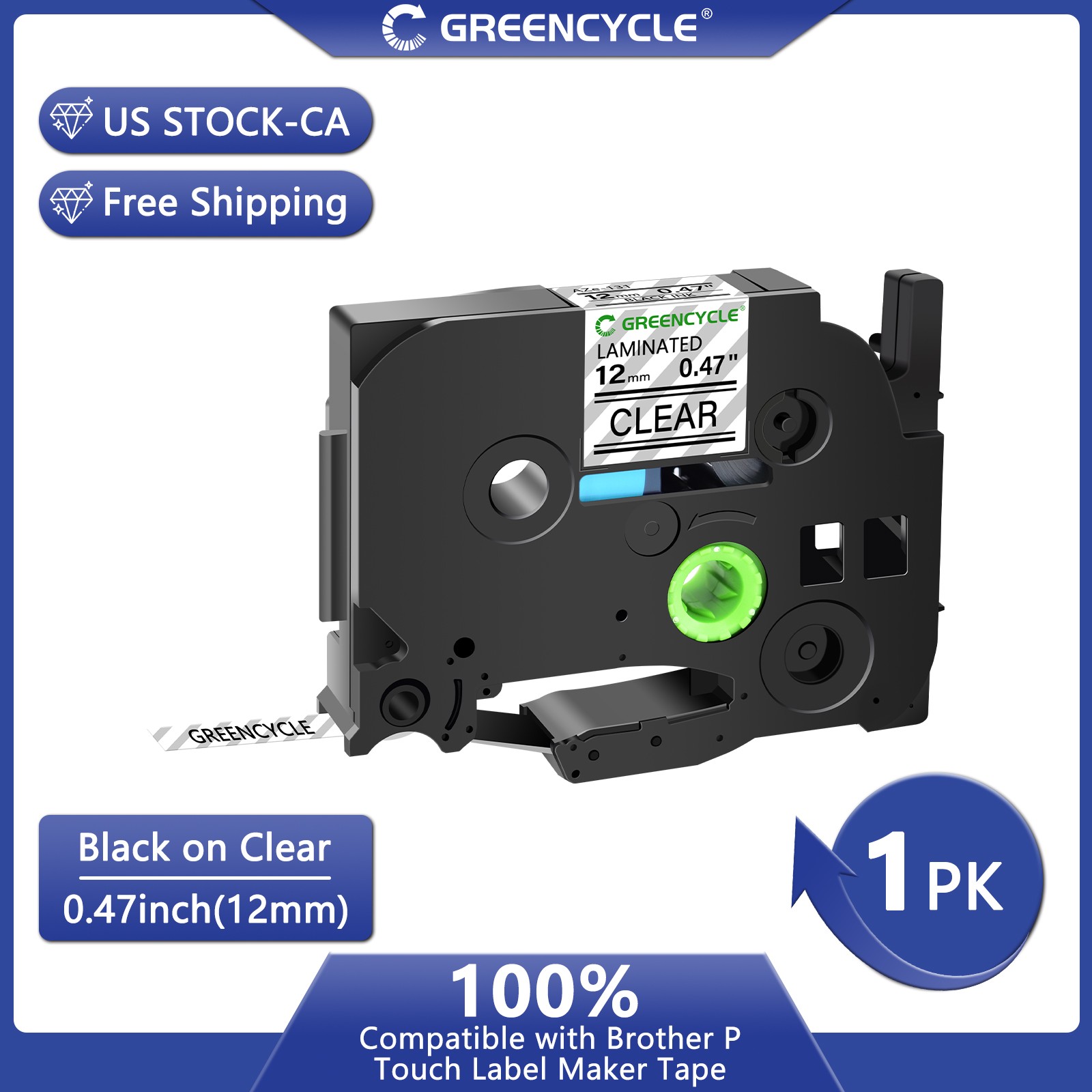TZ131 TZe131 Black on Clear Label Tape Compatible for Brother P-touch tape 12mm