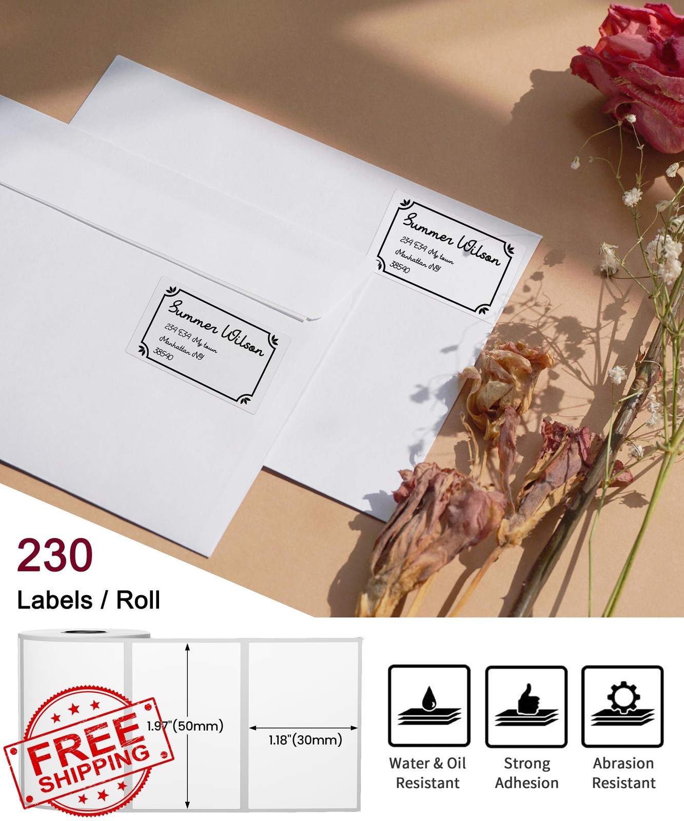 Phomemo M110 Thermal Labels 50x30mm 230pc Square White