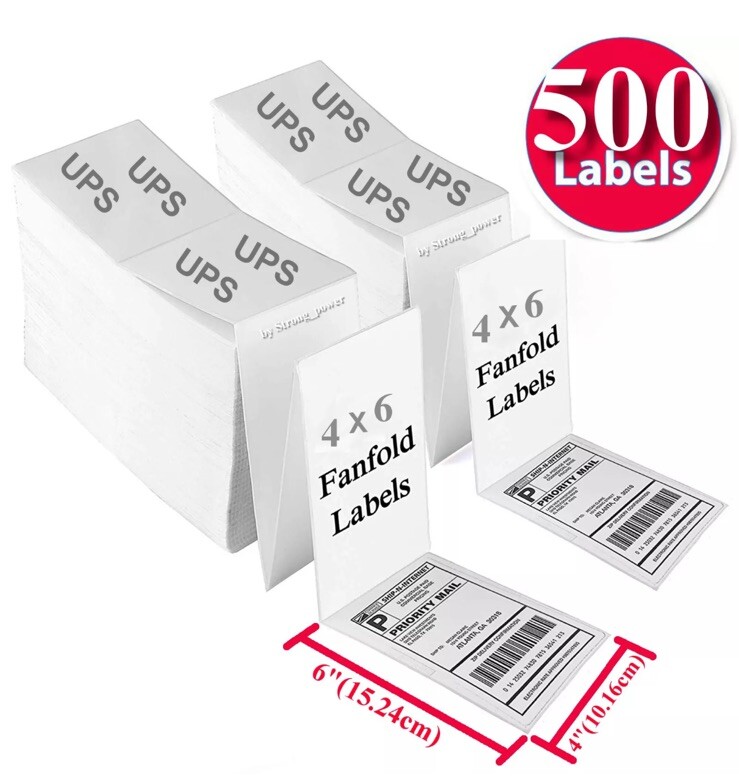 Fanfold 4×6 Direct Thermal Label. High Quality.UPS Certified 4″X6″ Label, 500pcs