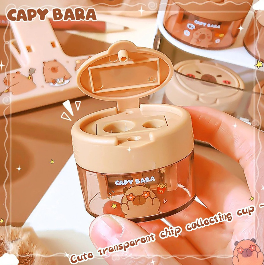 1 pc Cute Capybara Dual Hole Pencil Sharpener for Kids