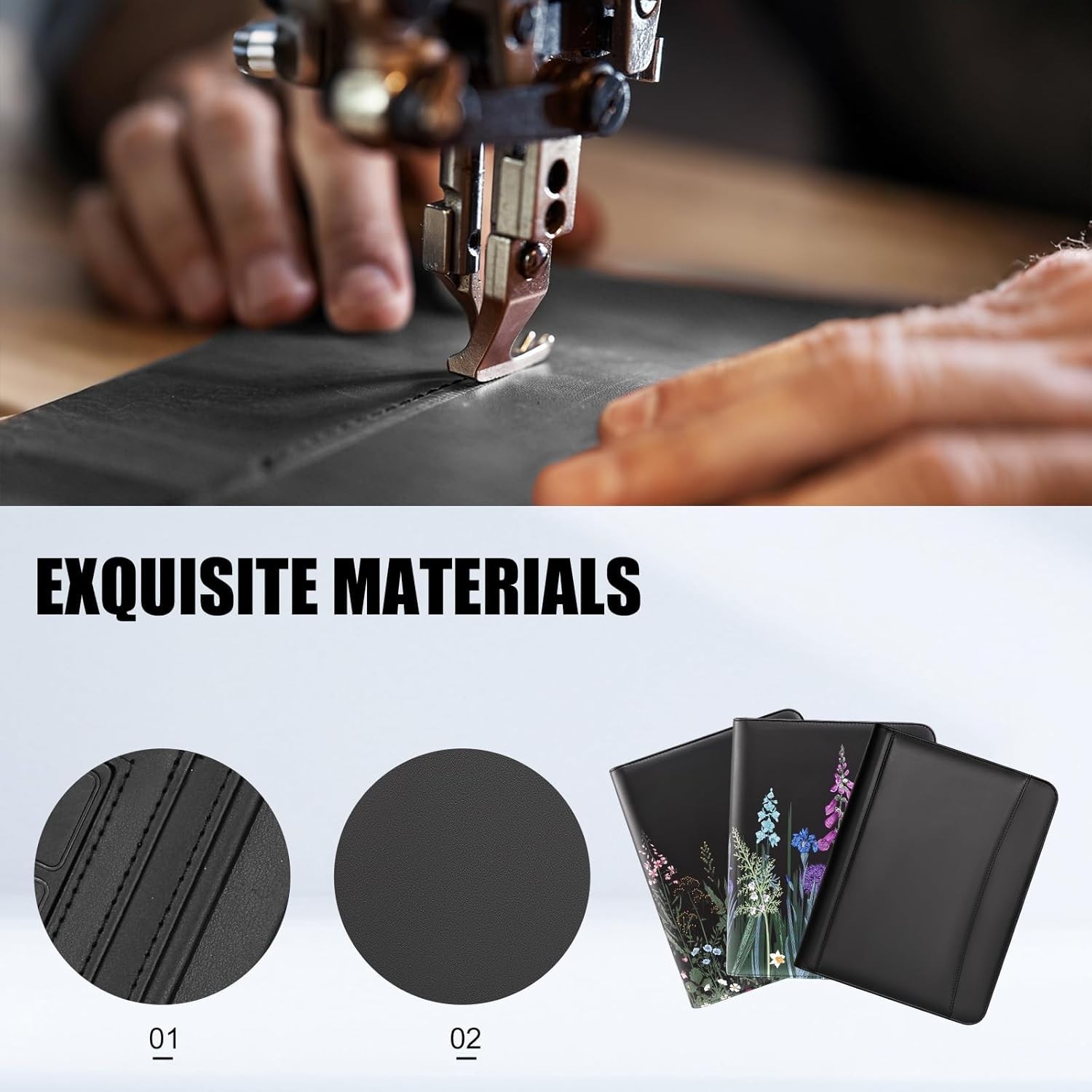 Zippered Leather Portfolio Professional Interview Resume Organizer Document Case