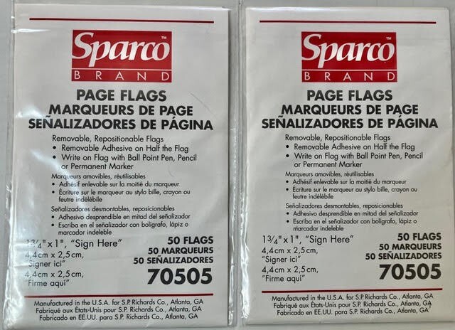 Newly Sealed 50 Red Sparco Page Flags 70505.