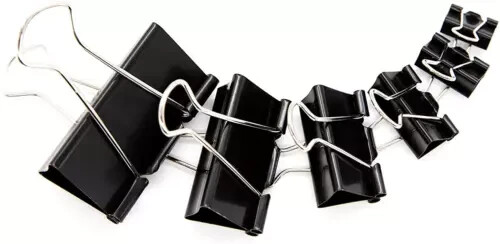 Binder Clips Paper Clamps Assorted Sizes 100 Count (Black) 6 Sizes in One Pack