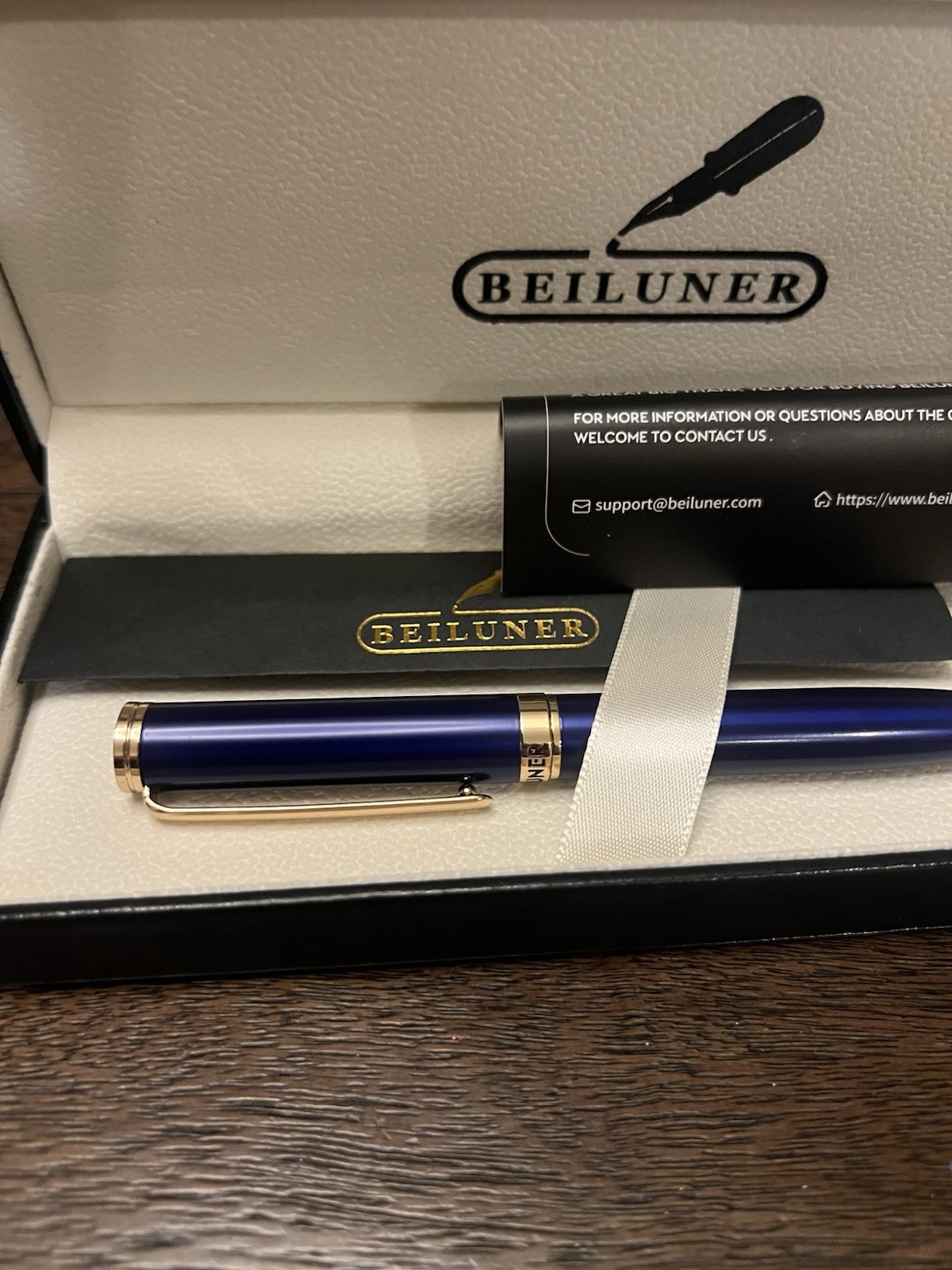 BEILUNER Blue Lacquer Gel Pen – Stunning Luxury Pen with 24K Gold Finish