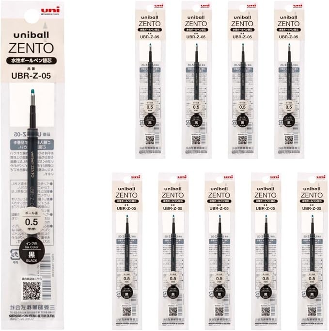 【DDP for US buyers】Uniball ZENTO Gel Pen Refill 0.5mm Black Ink 10 pieces set