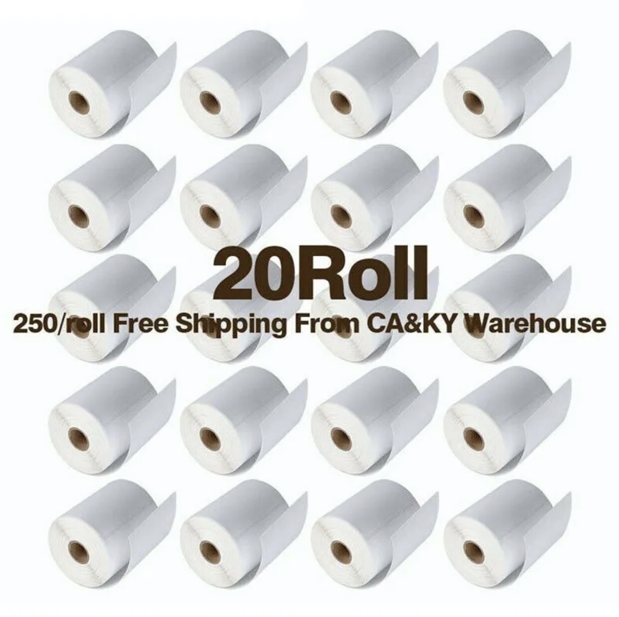 20 Rolls Direct Thermal Labels 4×6 250/Roll For Zebra Eltron 2844 ZP450 ZP505