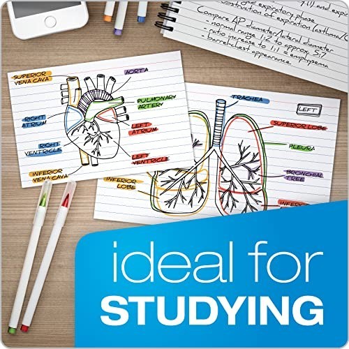Index Cards, 3 x 5 Inches, White, Lined on Front, Blank on Back 500 Count 5 Pack
