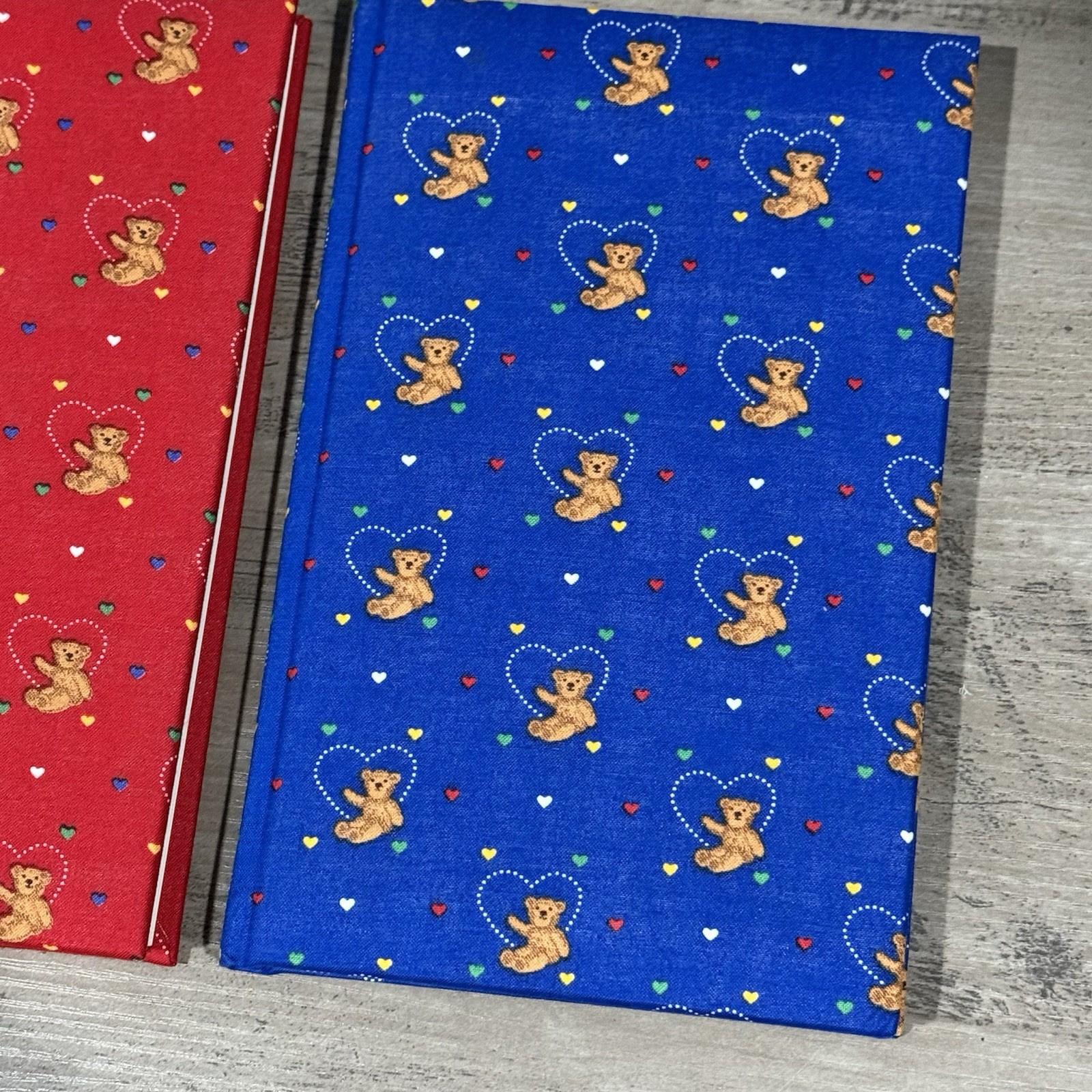 2 Vtg Nelson-Regency 1990s Fabric Covered Teddy Bear Lined Blank Journals NOS