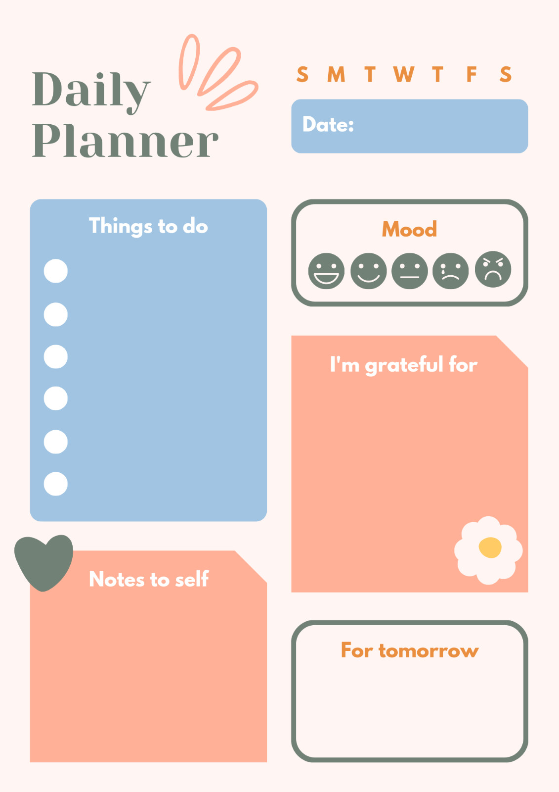 digital planner, daily planner, printable planner, undated planner,