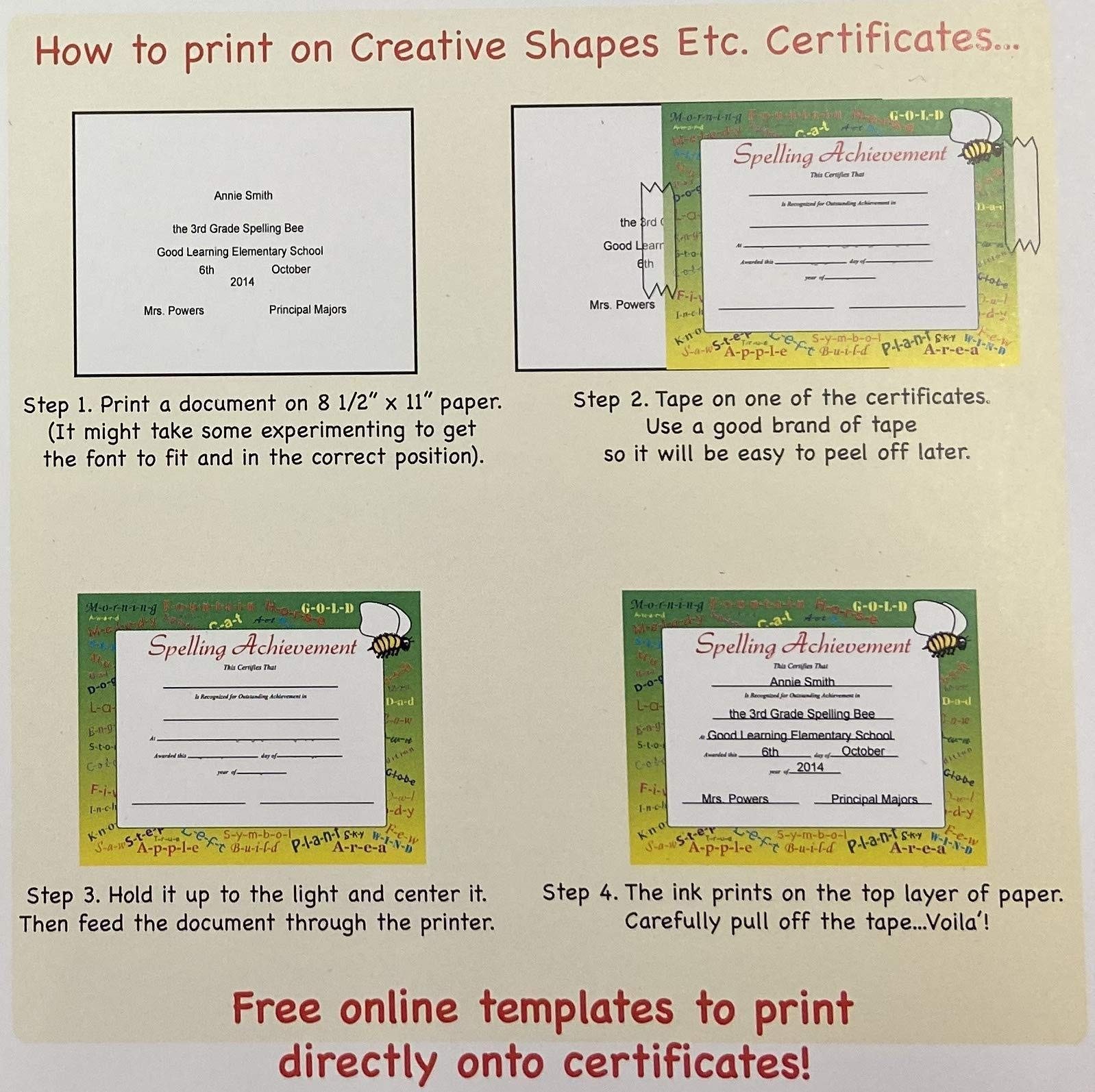 SHAPES ETC. 30pcs Certificate of Recognition Certificates 11inx8.5in Colorful…