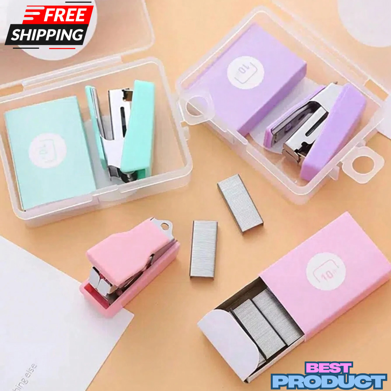 Mini Stapler & Staples Cute Portable Small Office Study Stapler with Box (1 Pc)