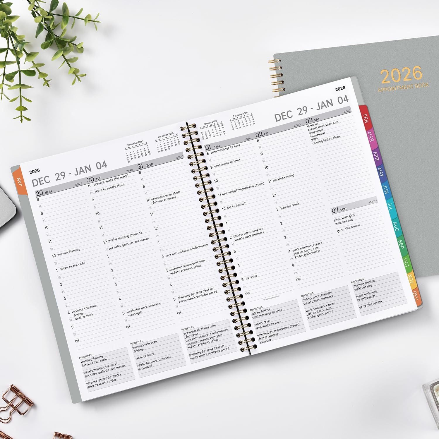 2026 Appointment Book/Planner – Weekly & Monthly, 9″ X 11″, Large, Jan 2026 – De