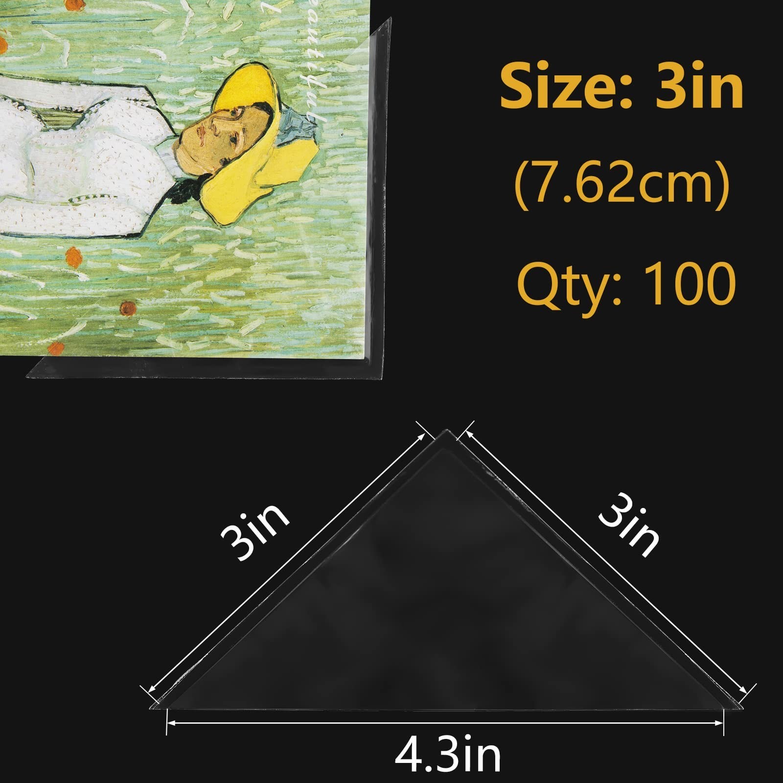 Lineco 100 Pack 3 in Clear Polypropylene Mounting Corners Acid-Free Photos DIY
