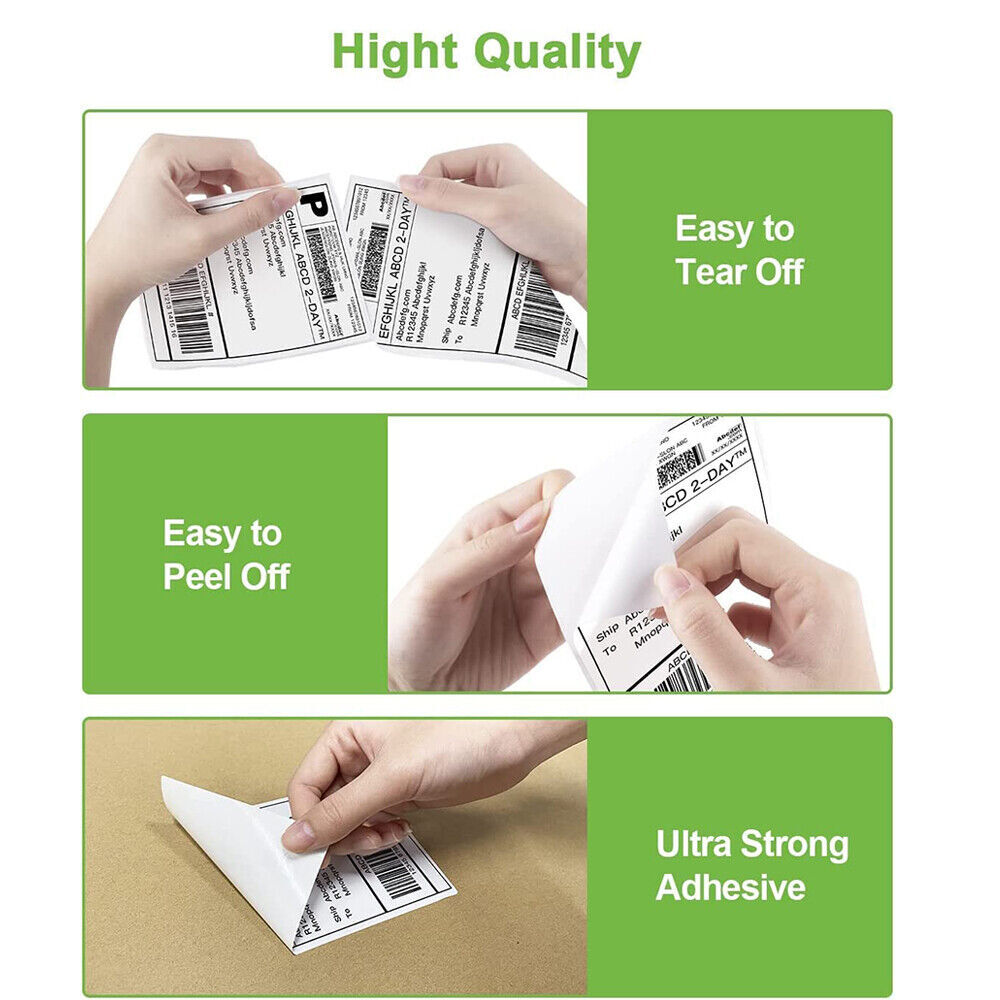 500 4″ x 6″ Fanfold Direct Thermal Shipping Labels for Zebra & Rollo Printers US