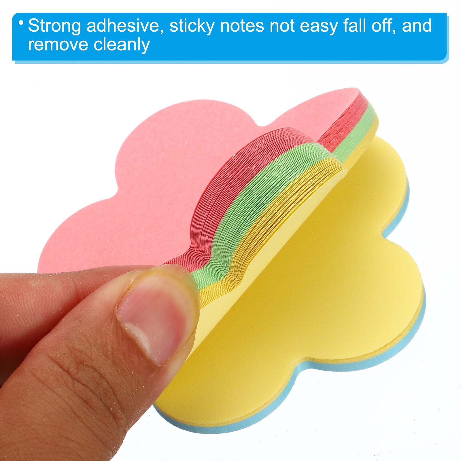 2.7″ x 2.7″ Flower Shape Sticky Notes 3 Pads Cute Self-Stick 100 Sheets 4 Colors