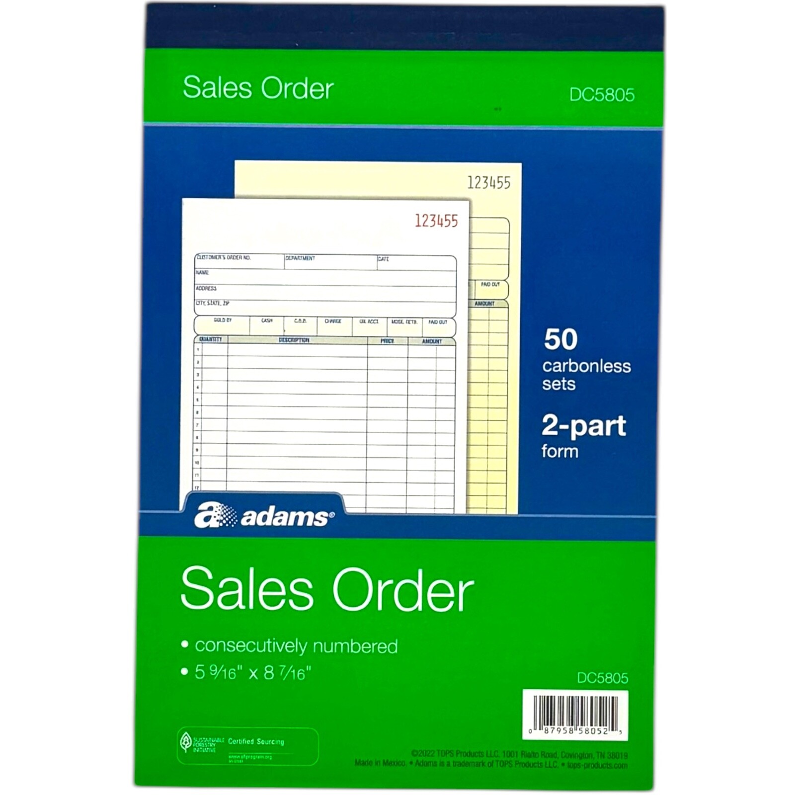 6 x 50=300 Sets ADAMS Invoice Sales Order Books DC5805 tops Duplicate Carbonless