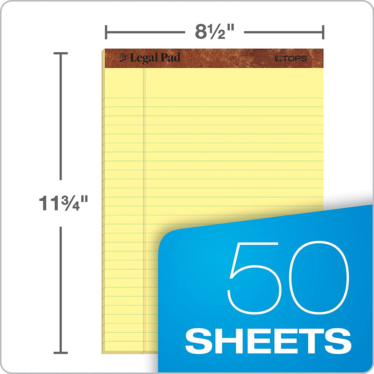 8.5 X 11.75 Legal Pads, 12 Pack, the Legal Pad Brand, Wide Ruled, Yellow Paper,