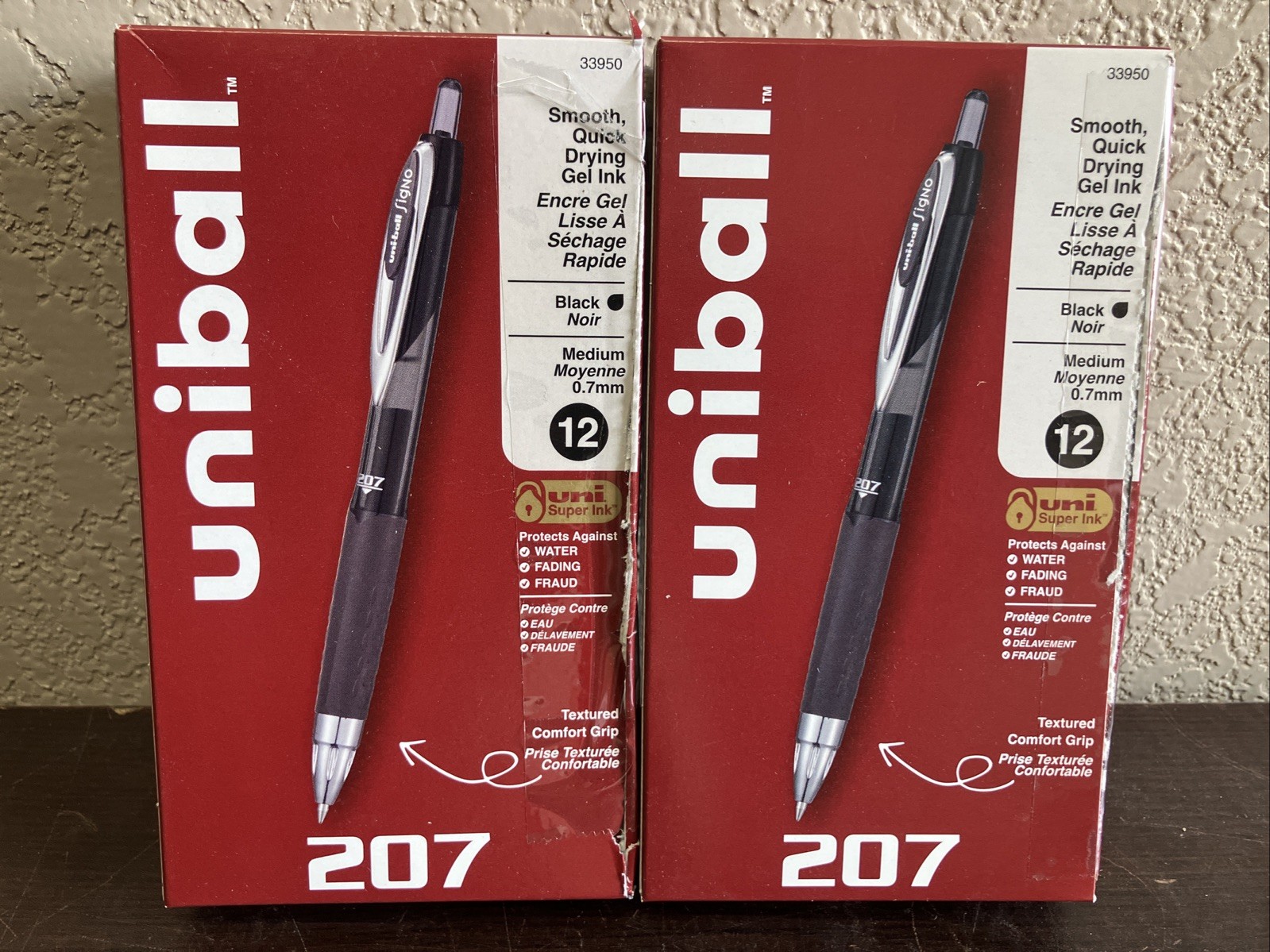 (2 BOXES) 12CT uniball 207 Retractable Gel Pens Medium Point 0.7mm Black BAD BOX