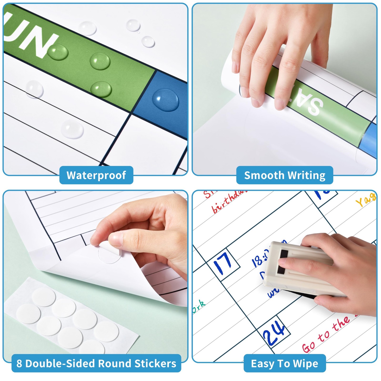 Large Dry Erase Calendar – Undated 1 Month Dry Erase Calendar for Wall, 40″ x…