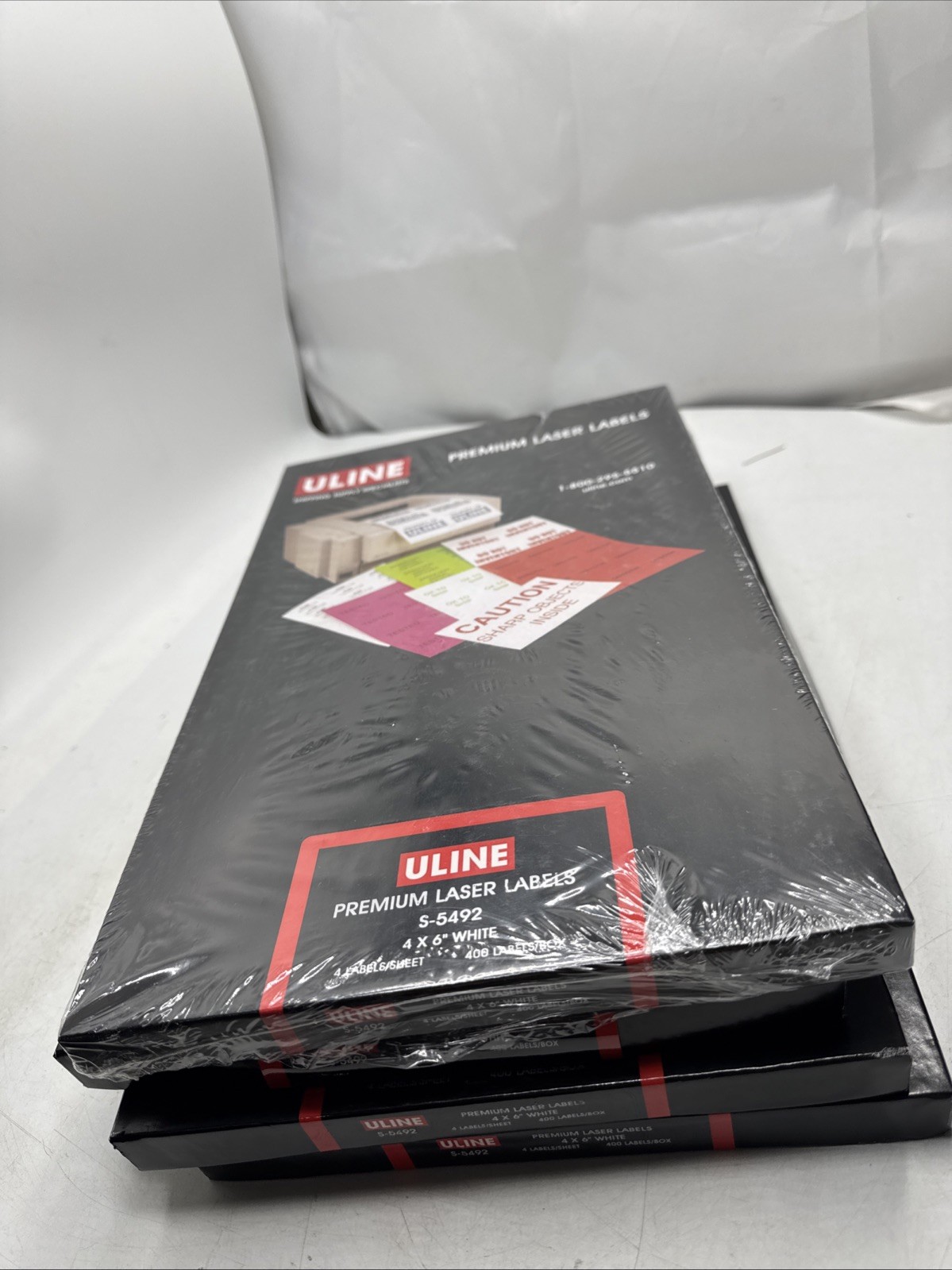 Premium Uline Laser Labels S-5492 4″x6″ White One Sealed 3 Open Boxes About 1400