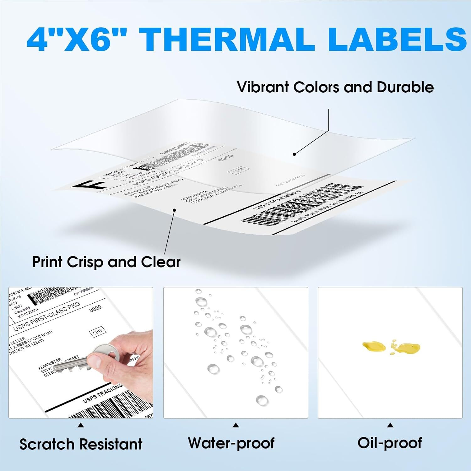 1000 4″ x 6″ Fanfold Direct Thermal Shipping Labels for Zebra & Rollo Printers