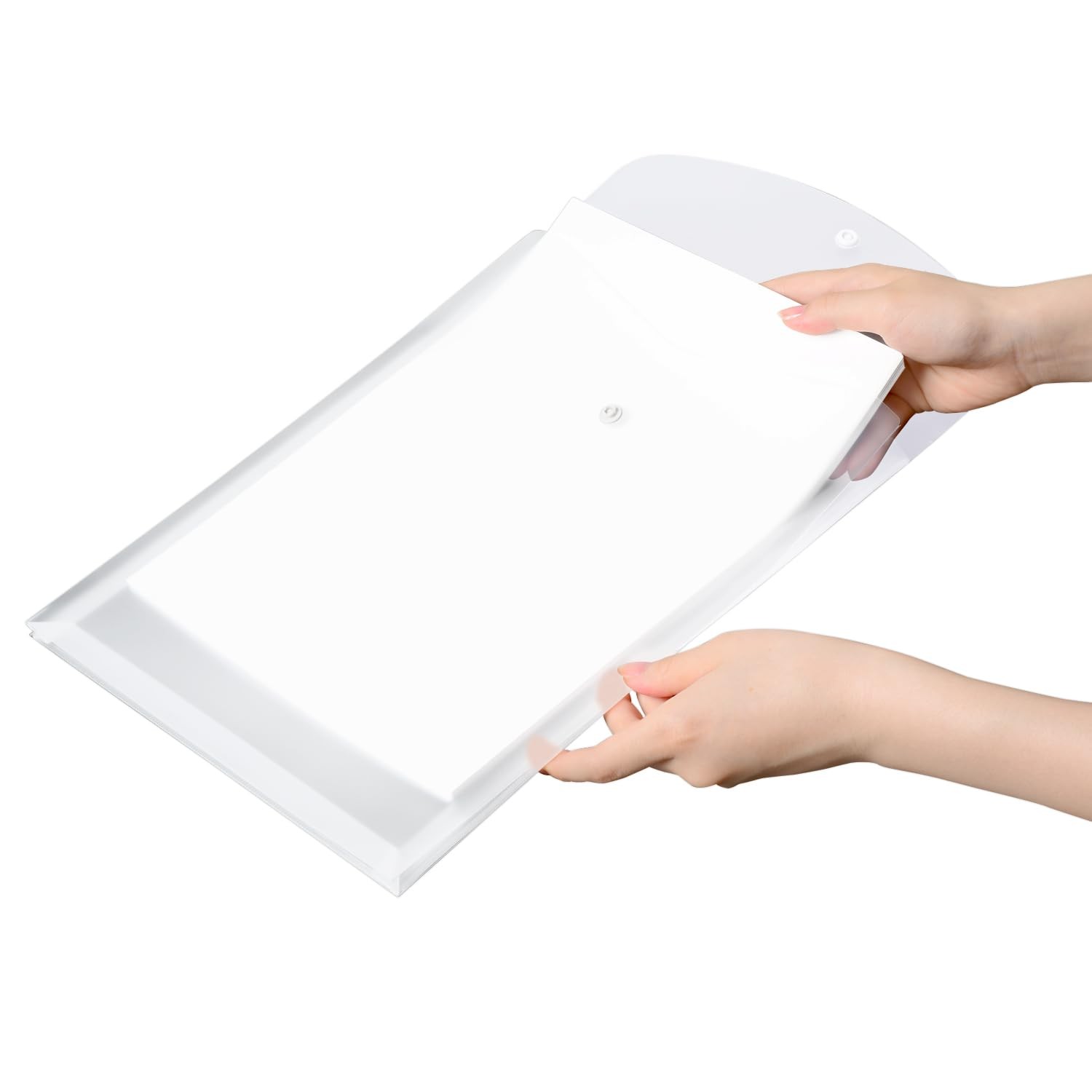 PLUS File Envelope with Pocket, Gusseted, A4 Vertical, Clear, 10-Pack