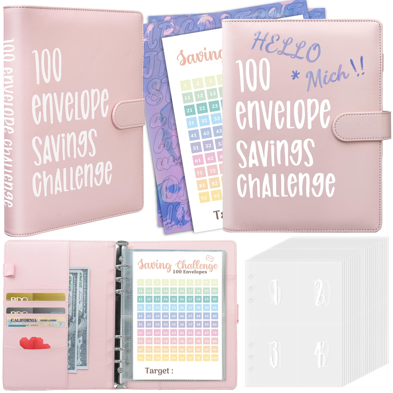 100 Envelopes Saving Challenge Binder A5 Money Saving Budget Binder with 100 …