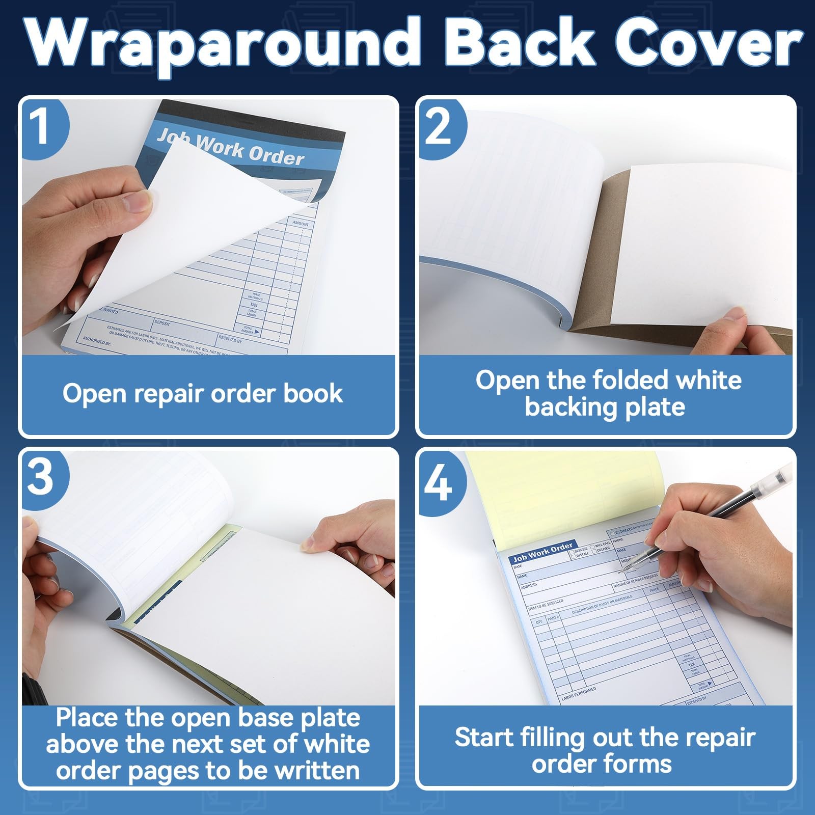 gisgfim 2 Pads Job Work Order Book 3 Part Carbonless Receipt White and Blue