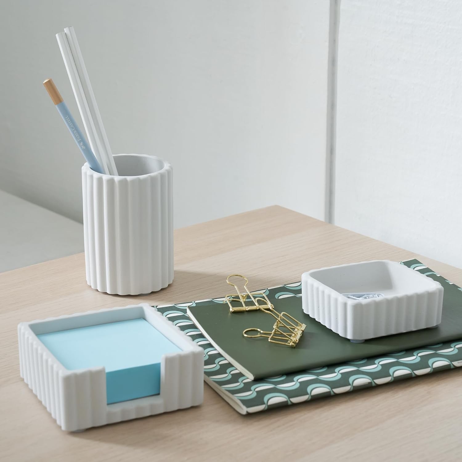 Modern Aesthetic Desk Accessories Set of 3 – Stylish Concrete Organizers for …