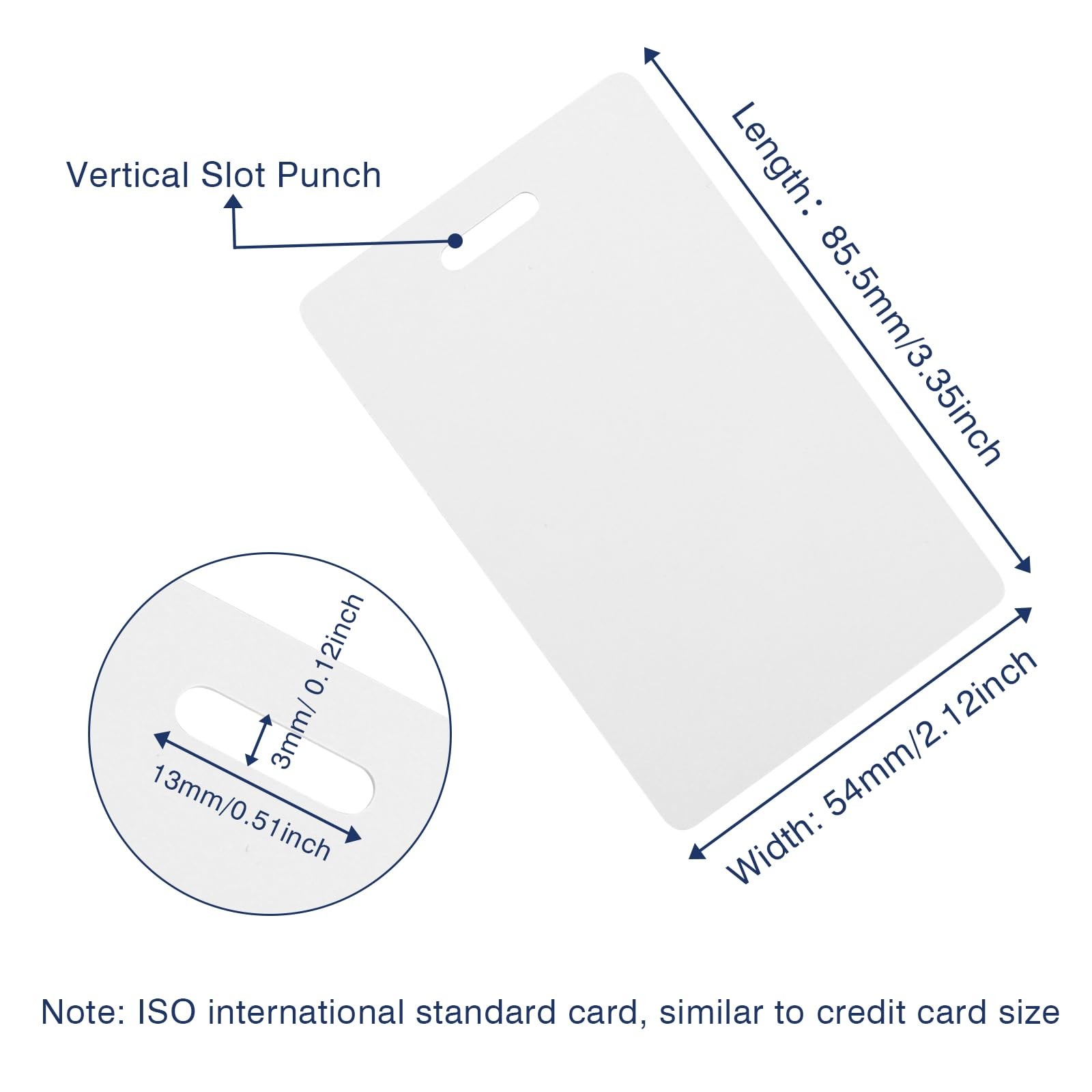50 Pack Premium Blank PVC Cards with Slot Punch on Short Side – Vertical Slot…