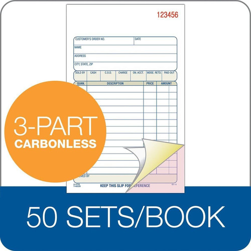 Adams Sales Order Book, 3-Part 1 Count (Pack of 1), White/Canary/Pink