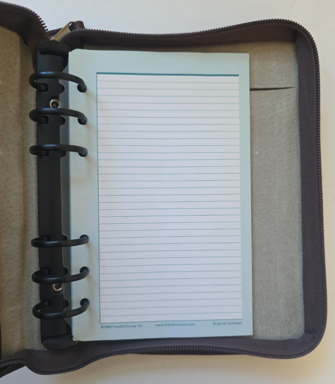 Franklin Covey Brown Top Grain Cowhide Leather Classic Full Zip Binder 6 Ring