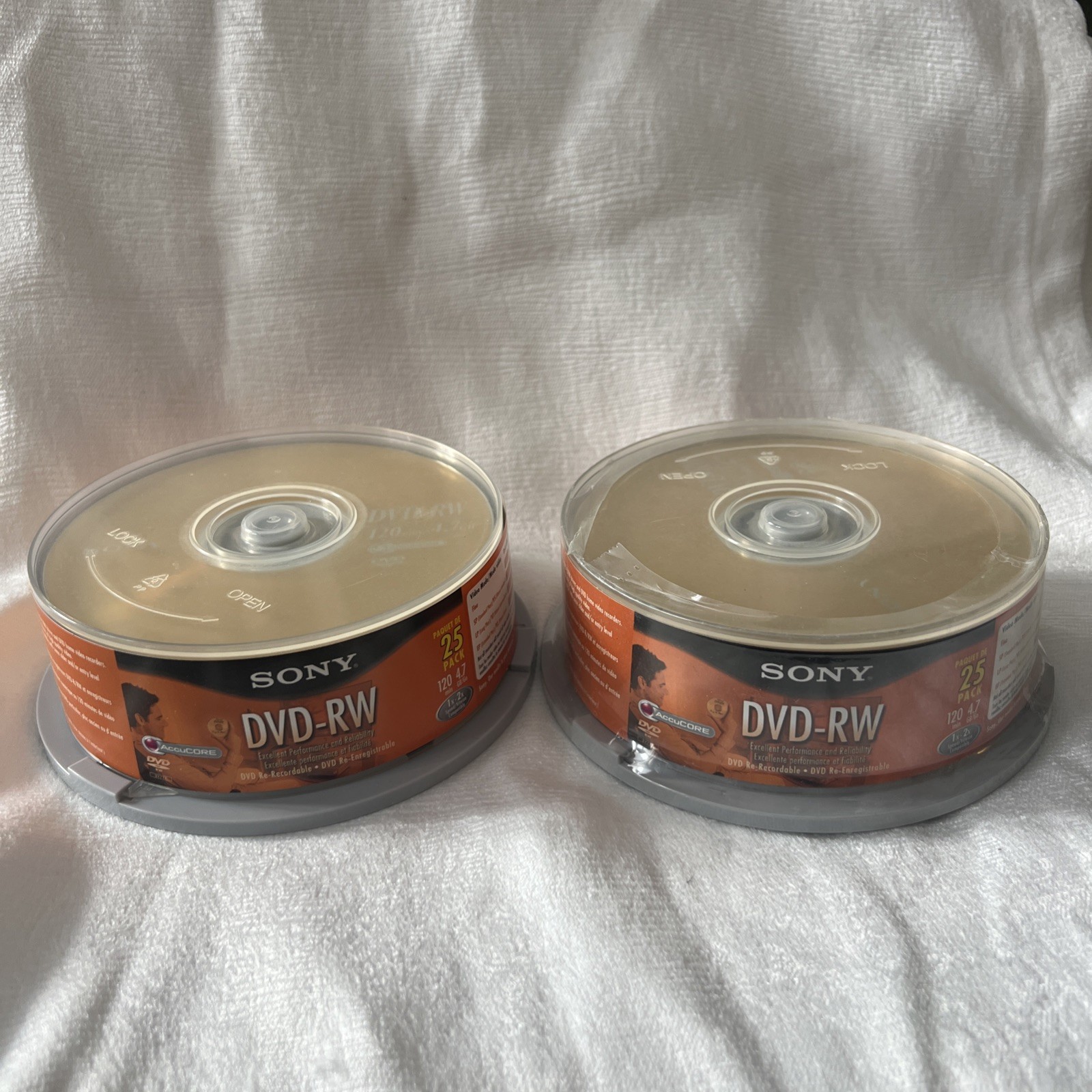 2 Sony DVD-RW 4.7GB 120Min 1x-2x Blank Rewritable Discs 25