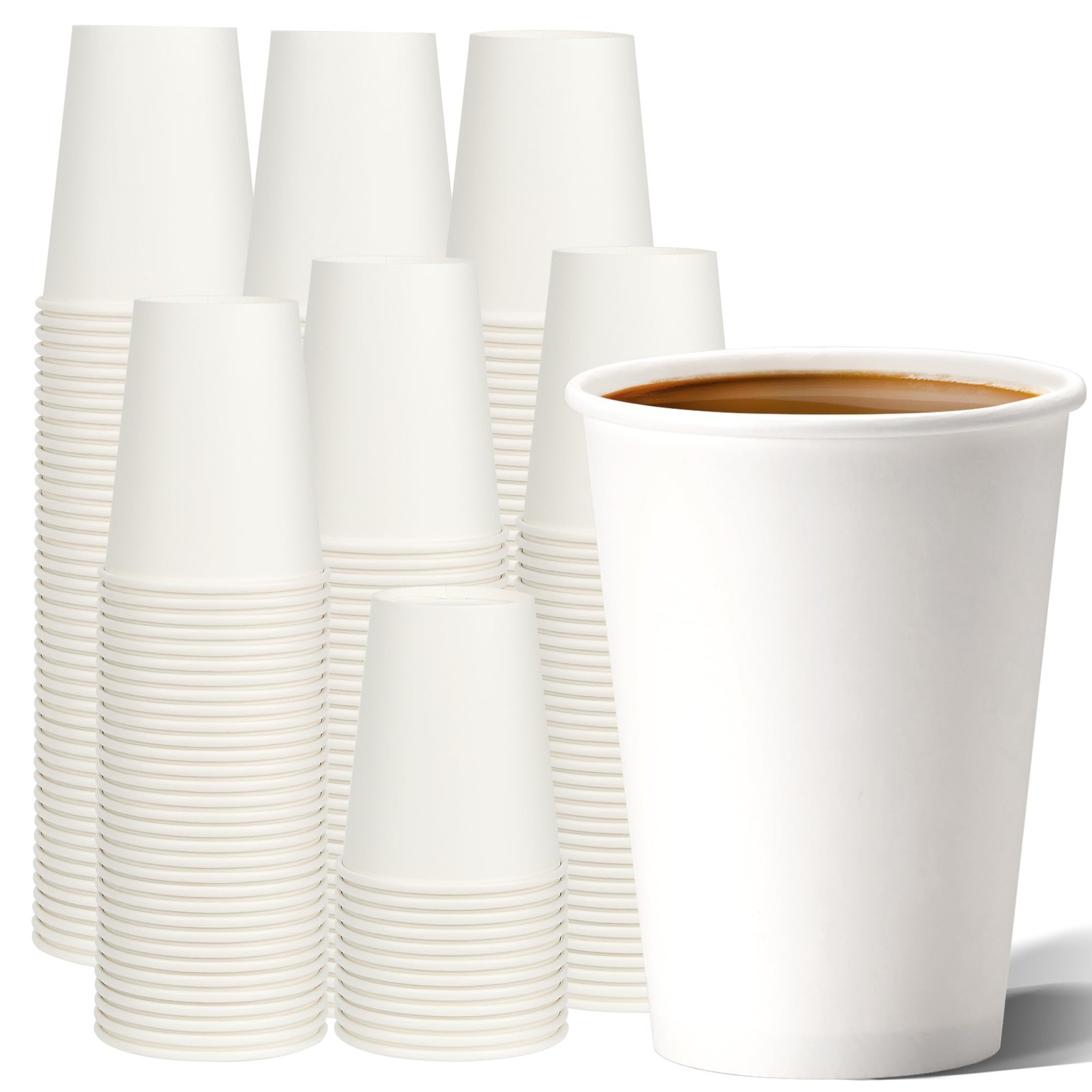 METAPRINT Disposable Paper Cups 12 oz [100 Pack], 12 oz-Cups Only, White